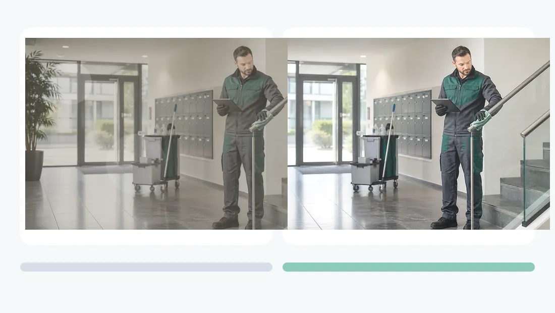 Vorher-Nachher Servicebild für Facility- und Immobilienservice